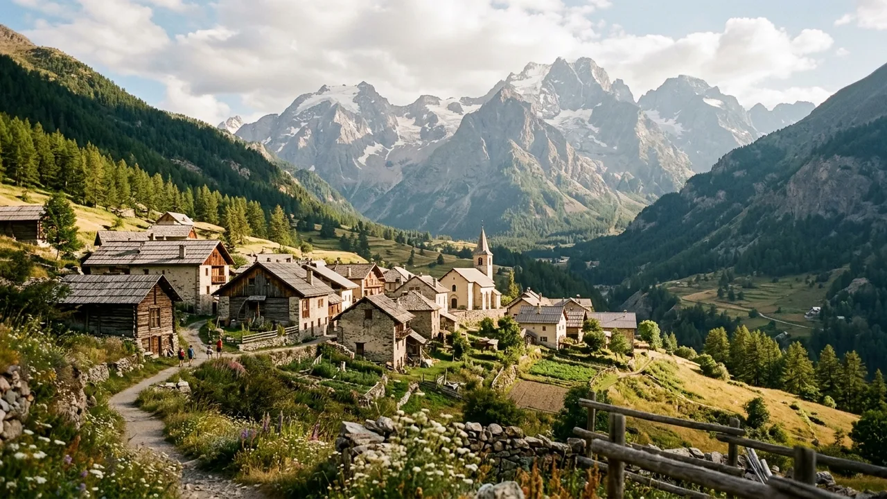 Paysage culturel et bâti traditionnel de la vallée de Réallon sous la lumière alpine